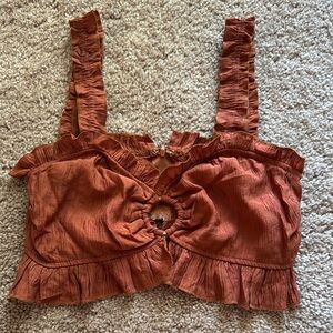 Altar'd State Terracotta Ruffle Crop Top